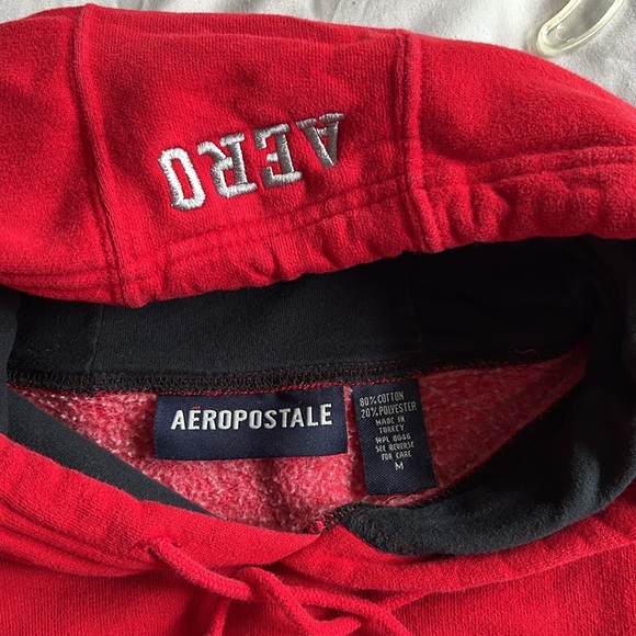 Aeropostale 87 Vintage Heavy Red Sweatshirt Hoodie Y2K Size Medium Mens Unisex - Picture 4 of 10
